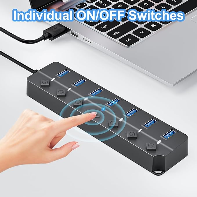 ONFINIO USB Hub 3.0, 7-Port USB Hub Splitter - Image 4