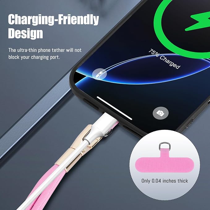 Phone Lanyard 2 Pack, 2x Adjustable Crossbody Phone Strap, 2x Tether Tab - Image 4