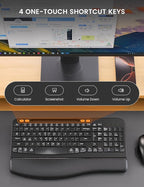 Wireless Keyboard and Mouse Combo, Ergonomic Wave Keys, Cushioned Plam Rest - Image 8
