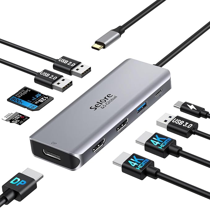 USB C Docking Station Dual Monitor, 9 in 1 Triple Display Docking Station to by SeloreS-Global