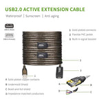 100 FT USB Extension Cable, USB 2.0 Type A Male to A Female Active Repeater - Image 5
