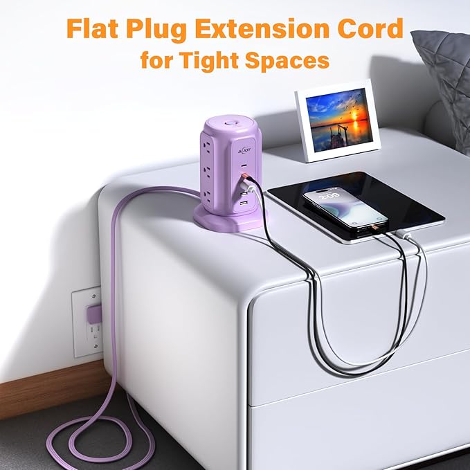 AiJoy Flat Plug Power Strip Tower - Image 6