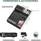 Audio Mixer 6 Channel Sound Mixer Console, Professional Music Mixing Board DJ - Image 9
