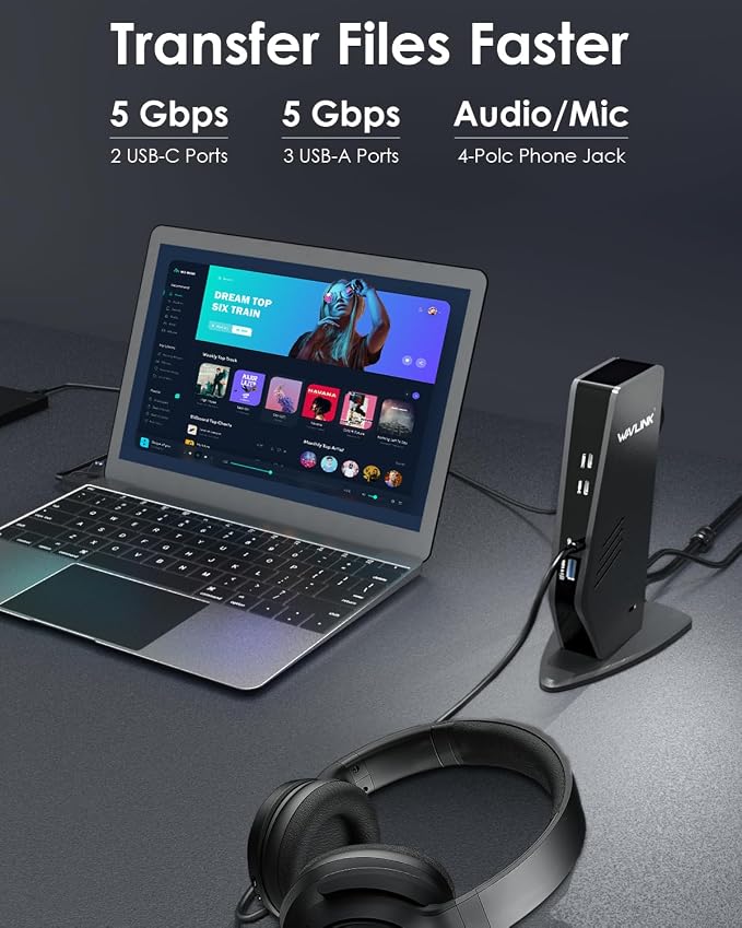 WAVLINK USB C Docking Station Dual Monitor, Dual 5K/4K@60Hz Displaylink Docking - Image 7