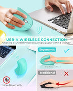 Lekvey Ergonomic Mouse, Vertical Wireless Mouse Rechargeable 2.4 GHz Optical - Image 3
