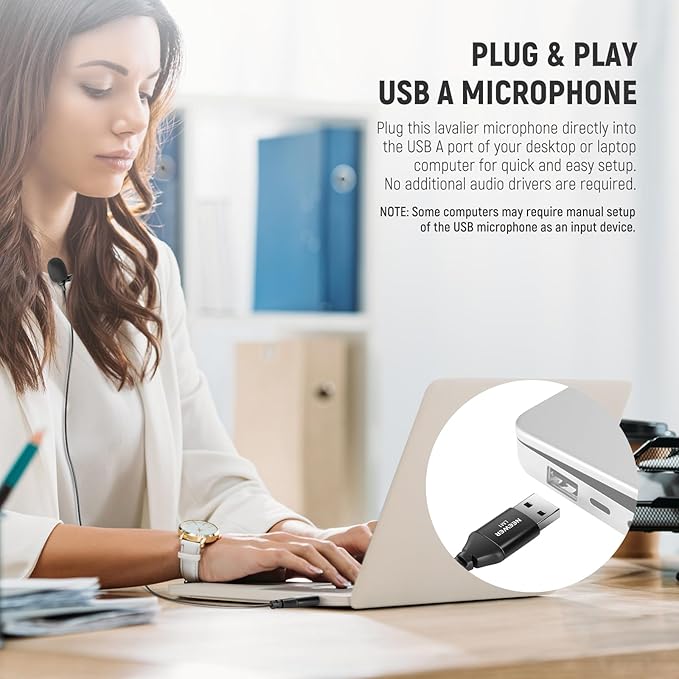 NEEWER USB A Lapel Microphone, Plug & Play Mini Omnidirectional Clip On - Image 2