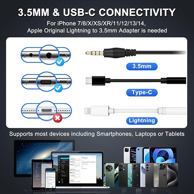 Callez Wired Computer Headset, 3.5mm/USB-C Headset - Image 3