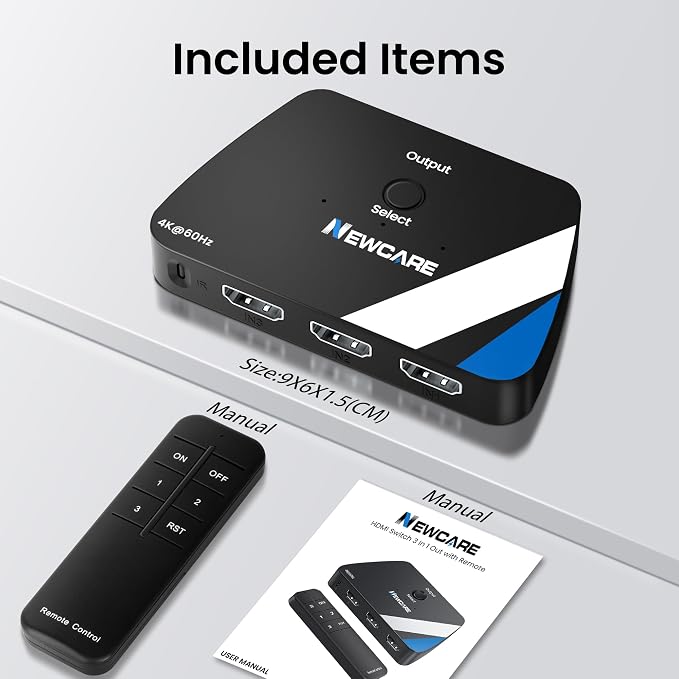 NEWCARE HDMI Switch 3 in 1 Out, 4K@60Hz HDMI Splitter - Image 9
