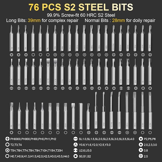 3.7V Precision Electric Screwdriver Set, 76 IN 1 Magnetic Storage Mini Electric - Image 7