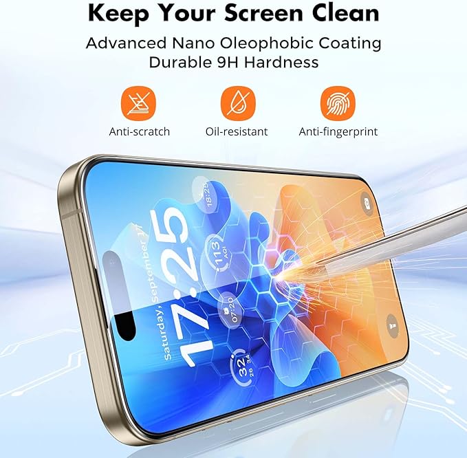 UNBREAKcable 3-Pack Glass for iPhone 15 Pro Screen Protector, Double - Image 7