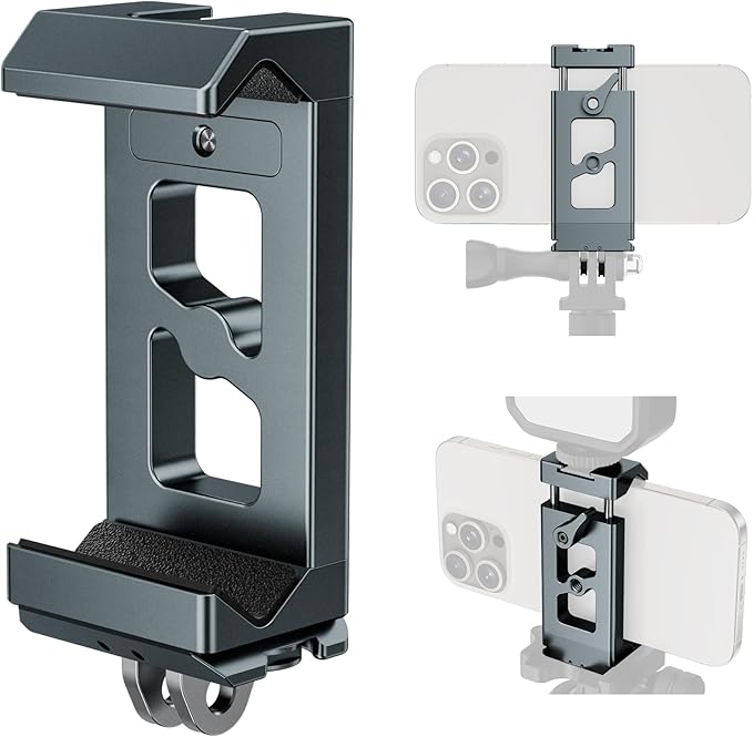 Metal Phone Tripod Mount Arca Port & Action Camera Adapter, Adjustable by CAMOLOGEEK