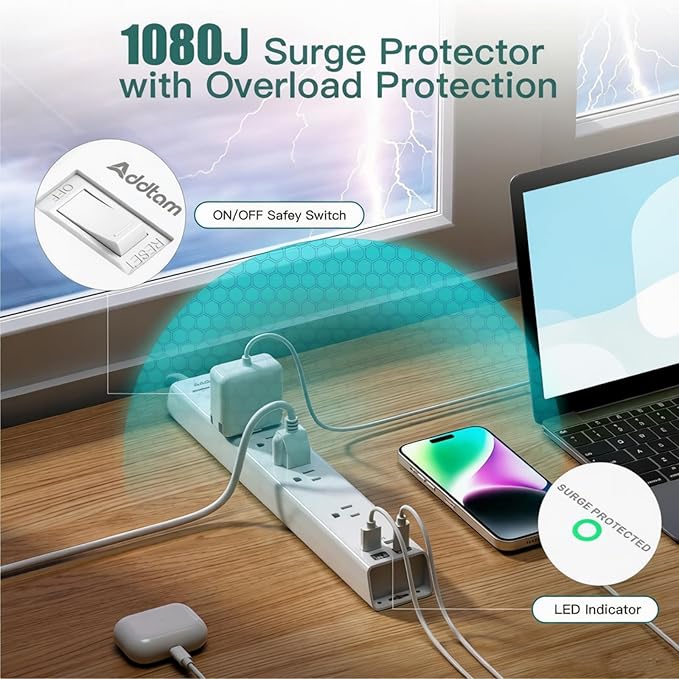 2 Pack Power Strip Surge Protector - Image 6