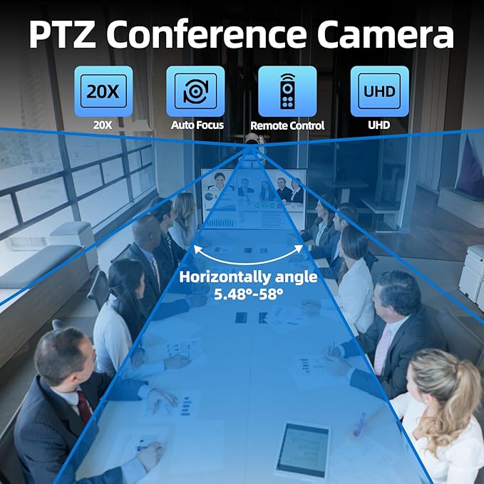 4K Conference Room Camera, PTZ Camera 20X Optical Zoom - Image 7