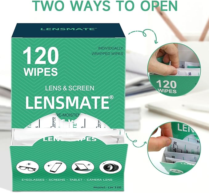 Lensmate 120 Count Lens Wipes for Eyeglasses, Pre-Moistened & Individually - Image 7