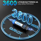 A Artman Rechargeable Lithium AA Batteries 12 Pack - Image 2