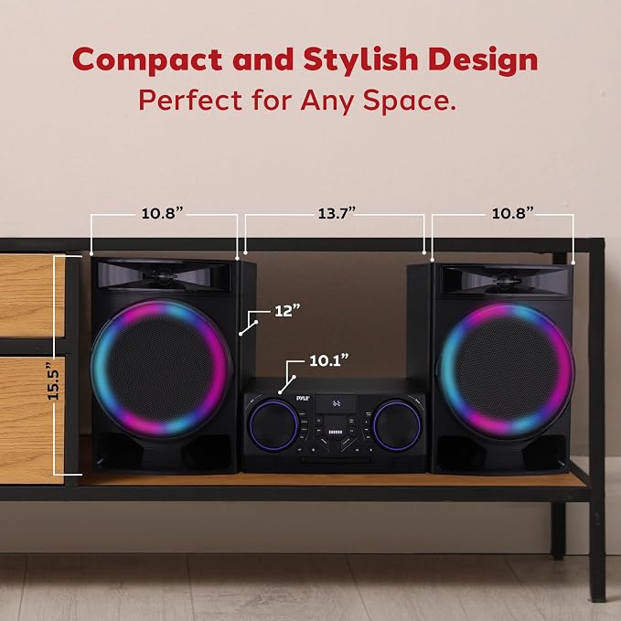 Pyle Mini Hi-Fi Bluetooth Stereo System – 3-Piece CD Player - Image 4