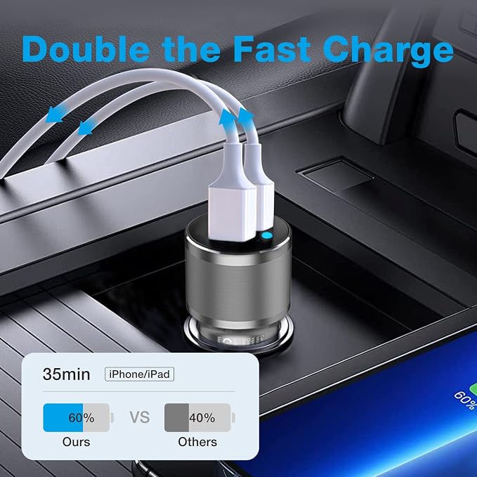 MOCA 38W Fast Car Charger, Dual Port USB C Power Delivery All Metal Lighter PD/ - Image 2