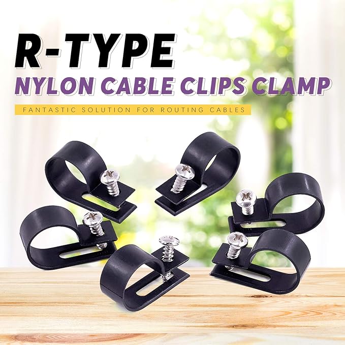 Swpeet 120 Pack White 3/4 Inch Nylon Plastic R-Type Cable Clips Clamp Kit - Image 4