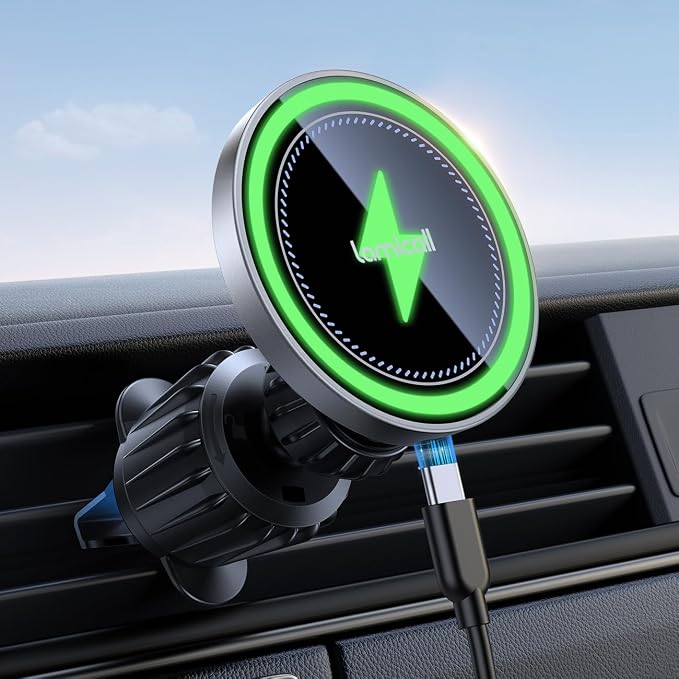 Lamicall for Mag Safe Car Mount Charger - 15W Wireless Car Phone Holder Charger by Lamicall