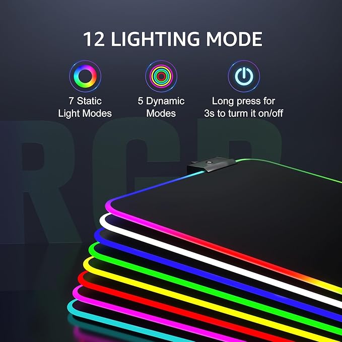 KTRIO RGB Large Gaming Mouse Pad Desk Mat, Superior Micro-Weave Cloth - Image 2