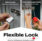 Cable Lock with 3 Keys | L 3.28ft, D 1/6in Adjustable Steel Cable Padlock | - Image 7
