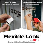 Cable Padlock with 3 Keys | L 1.15ft, D 1/6in Adjustable Steel Cable Lock | - Image 3