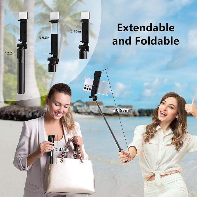 Selfie Stick, 40 in Retractable Phone Tripod - Image 6