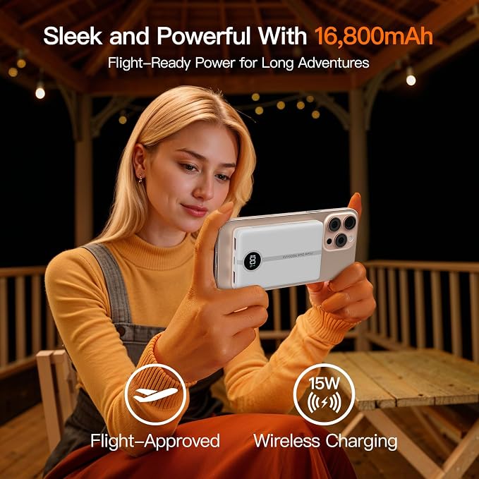 Magnetic Portable Charger, 16800mAh Wireless Power Bank, - Image 2