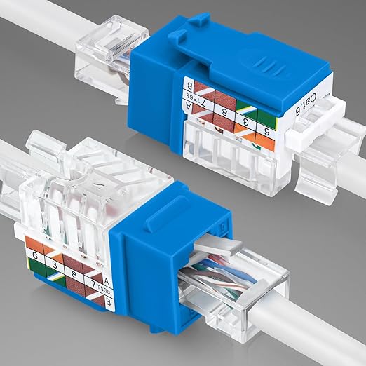 Everest 45° Angled RJ45 Cat6 Keystone Jacks 20-Pack in Blue - Image 8