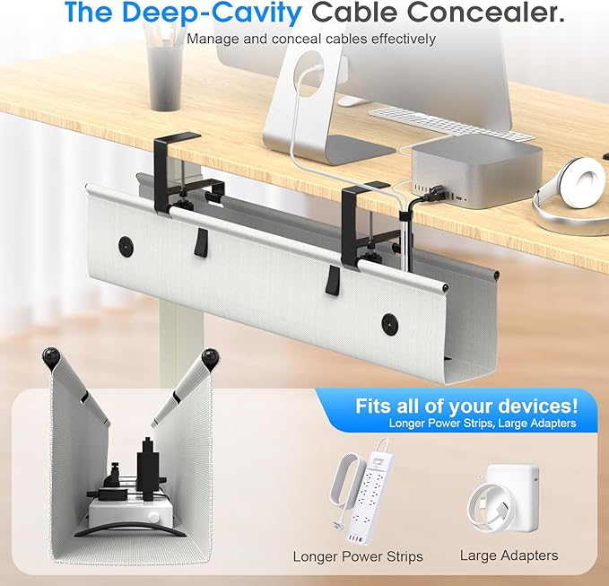 Under Desk Cable Management Tray, 30-inch No-Drill Cord Organizer - Image 3