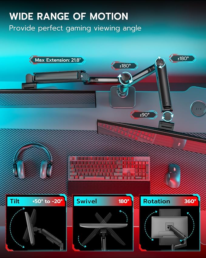 Vertical Dual Monitor Mount for 17-49 Inch Ultrawide Heavy Duty Curved Screen - Image 5