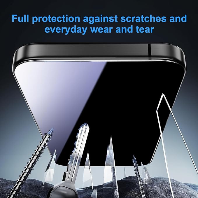 OneFish Screen Protector for iPhone 16 Pro Privacy, 4-Way 360° Anti-Spy - Image 3