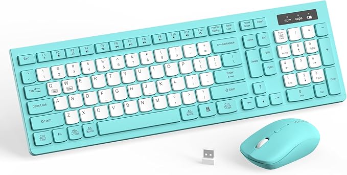 Wireless Keyboard and Mouse Combo, Full-Sized Quiet Wireless Keyboard and by RECCAZR