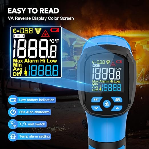Infrared Thermometer Temperature Gun, -40℉ to 2192℉ Dual Laser High Temp - Image 4