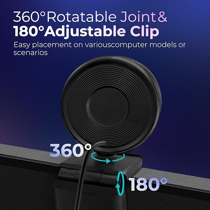 4K Webcam for PC with Microphone & Light & Privacy Cover, Web Camera for - Image 7