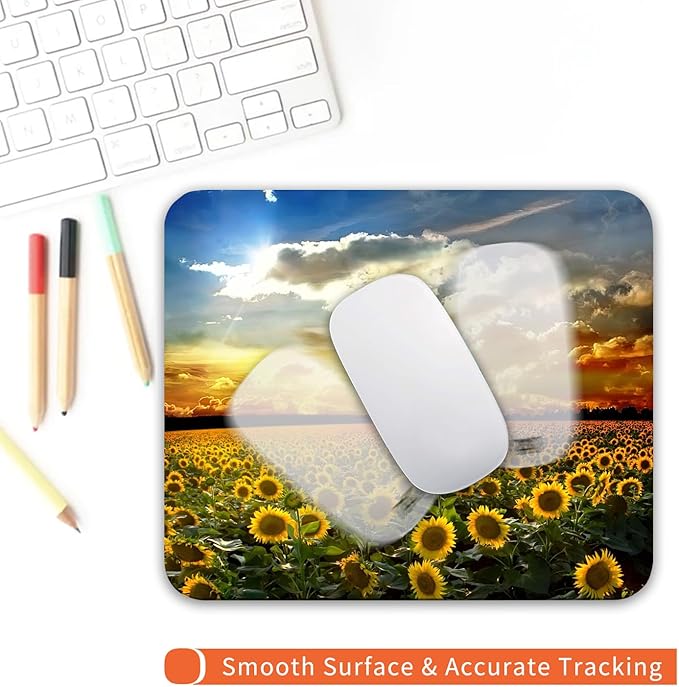 Square Mouse Pad Sunflower, Personalized Premium-Textured Custom Mouse Mat - Image 4