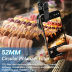 52MM Circular Polarizer Filter for Phone, Clip-on CPL Phone Camera Lens Filter - Image 4