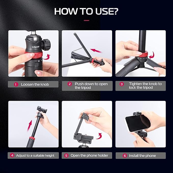 ULANZI MT-44 Extendable Phone Tripod, 360° Ball Head Camera Tripod - Image 6