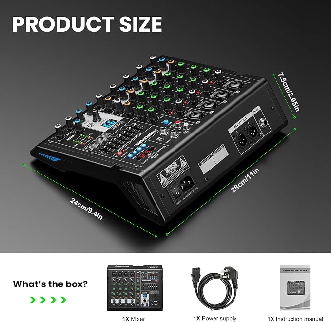 6 Channel Audio Interface Dj Mixer Soundboard Console 99 Dsp Reverb Delay - Image 7