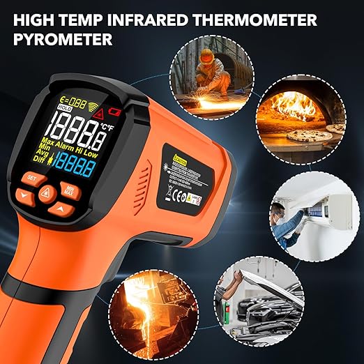-40℉~3632℉, MESTEK Infrared Thermometer Temperature Gun, High Temp Thermometer - Image 8