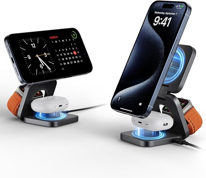 3-in-1 Wireless Charger Stand, LULULOOK 15W Magnetic Charger Wireless Fast by LULULOOK