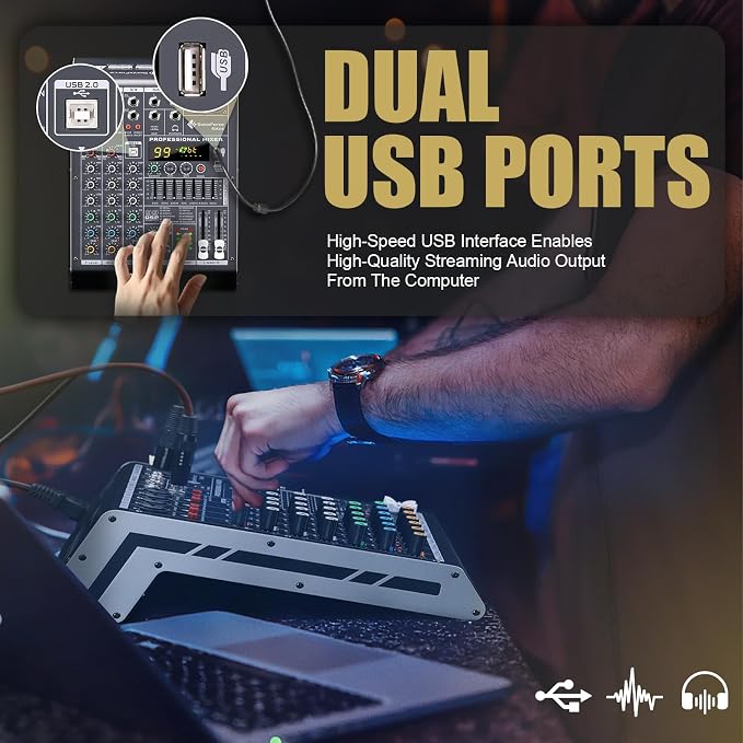 Professional Audio Mixer 4 Channel Sound Board Console System 99 DSP DJ Mixer - Image 6