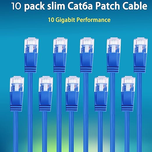 Rapink Patch Cables Cat6a 3ft Slim, Cat6a Ethernet Patch Cable 10G Support - Image 2