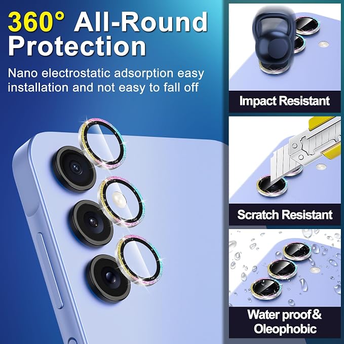 for Samsung Galaxy A35 5G Camera Lens Protector, Individual Metal Ring Tempered - Image 3
