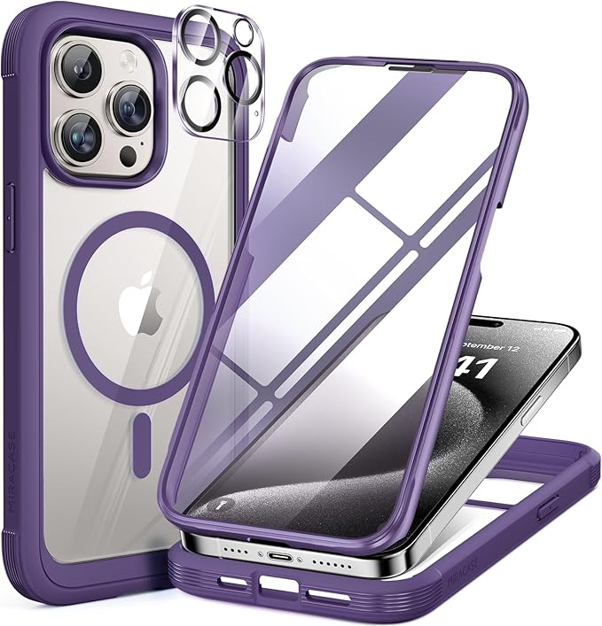 Miracase Magnetic for iPhone 15 Pro Case Full-Body Bumper Phone case by Miracase