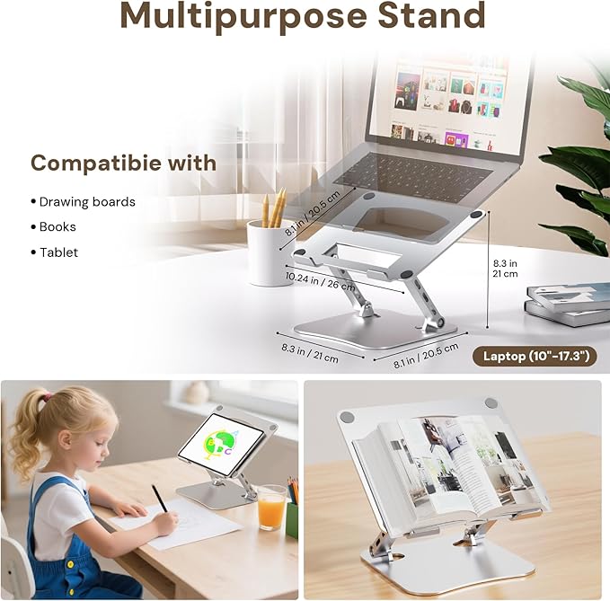 Laptop Stand for Desk – 2.5mm Aluminum Ergonomic Riser, Adjustable Height & - Image 4