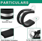 20pcs 1 Inch Stainless Steel Cable Clamps, Rubber Coated - Image 2