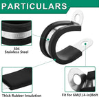 30pcs 3/8 Inch Stainless Steel Cable Clamps, Rubber Coated Cushioned Insulated - Image 2