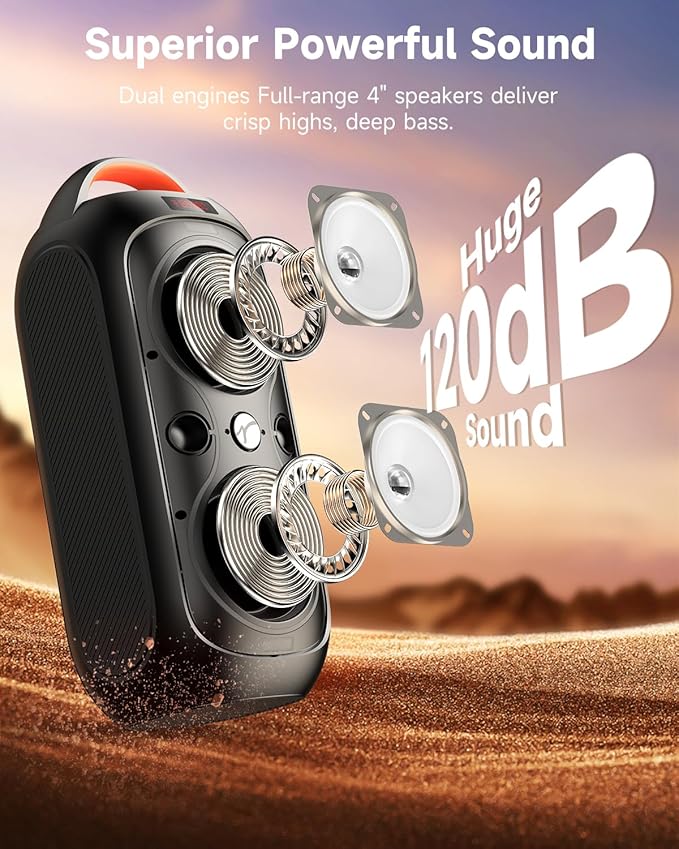 Wireless TWS Portable Bluetooth Speaker, Beat-Driven Lights, 120dB Loud Stereo - Image 2