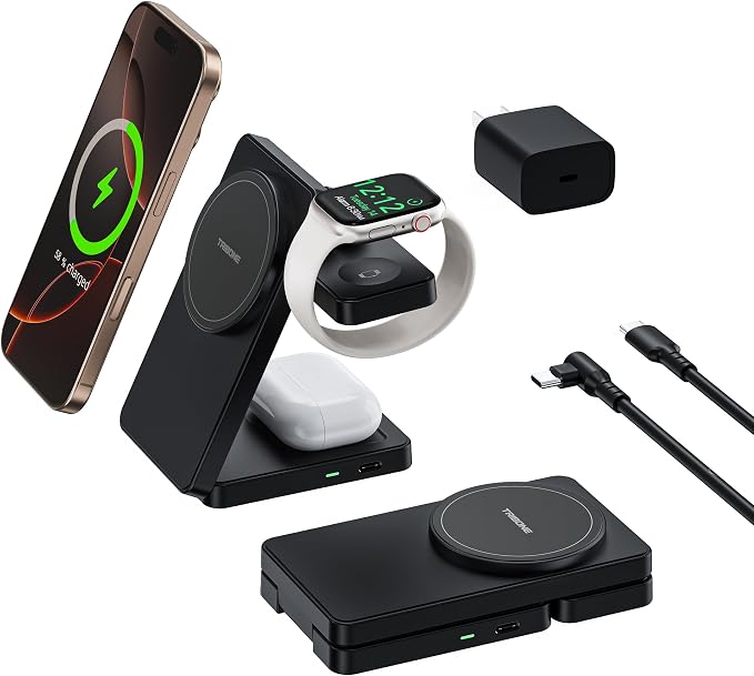 3 in 1 Charging Station for iPhone 16 15 14 13 12 Series, Wireless Charger for by TRIBONE
